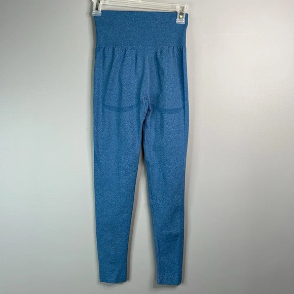 AMAZON High Waist Leggings Blue Seamless Scrunch Tummy Control Butt Lift L - Picture 5 of 8